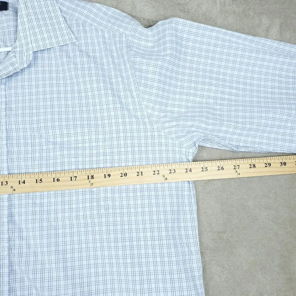 Gitman Bros Dress Shirt Mens 17 34/35 Blue Check Long Sleeve Made in USA